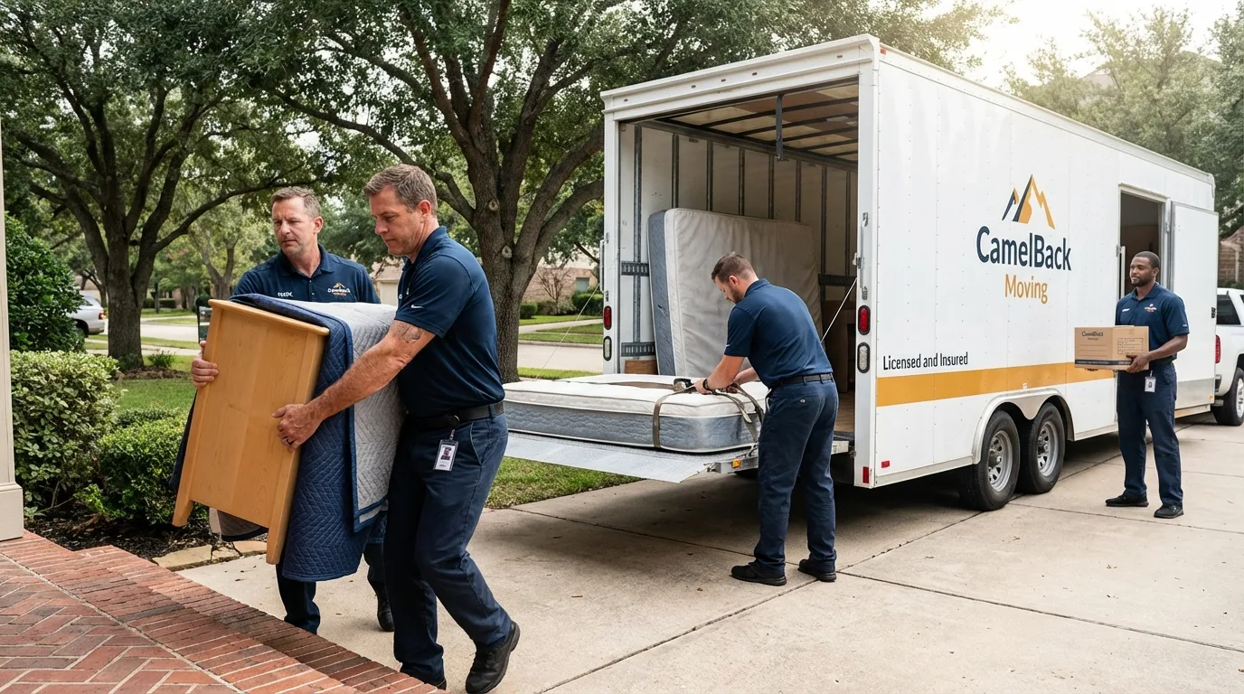 Crew loading residential truck for cross-state move from Orland Park, IL