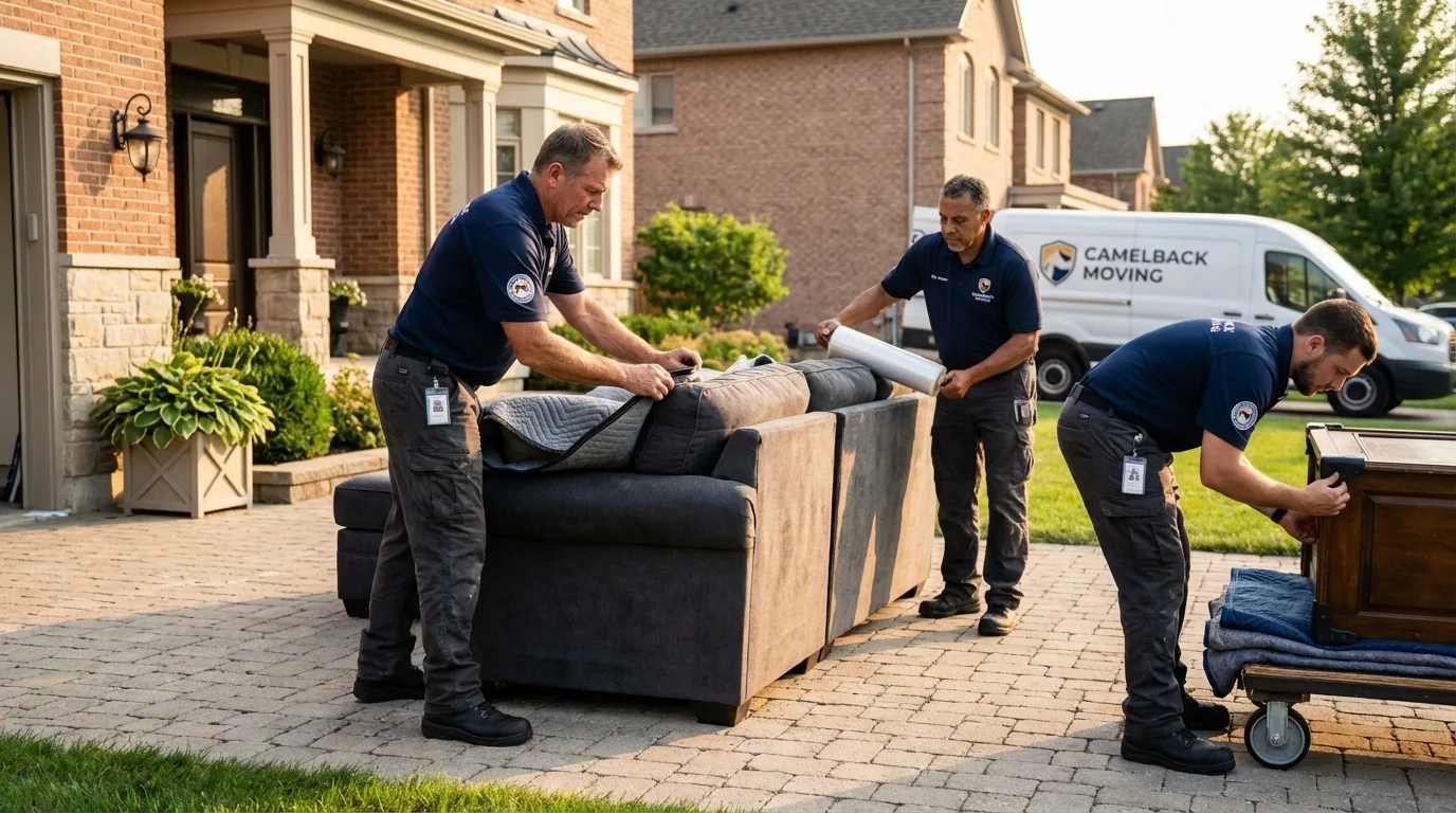Large estate moving crew wrapping furniture in Orland Park, IL