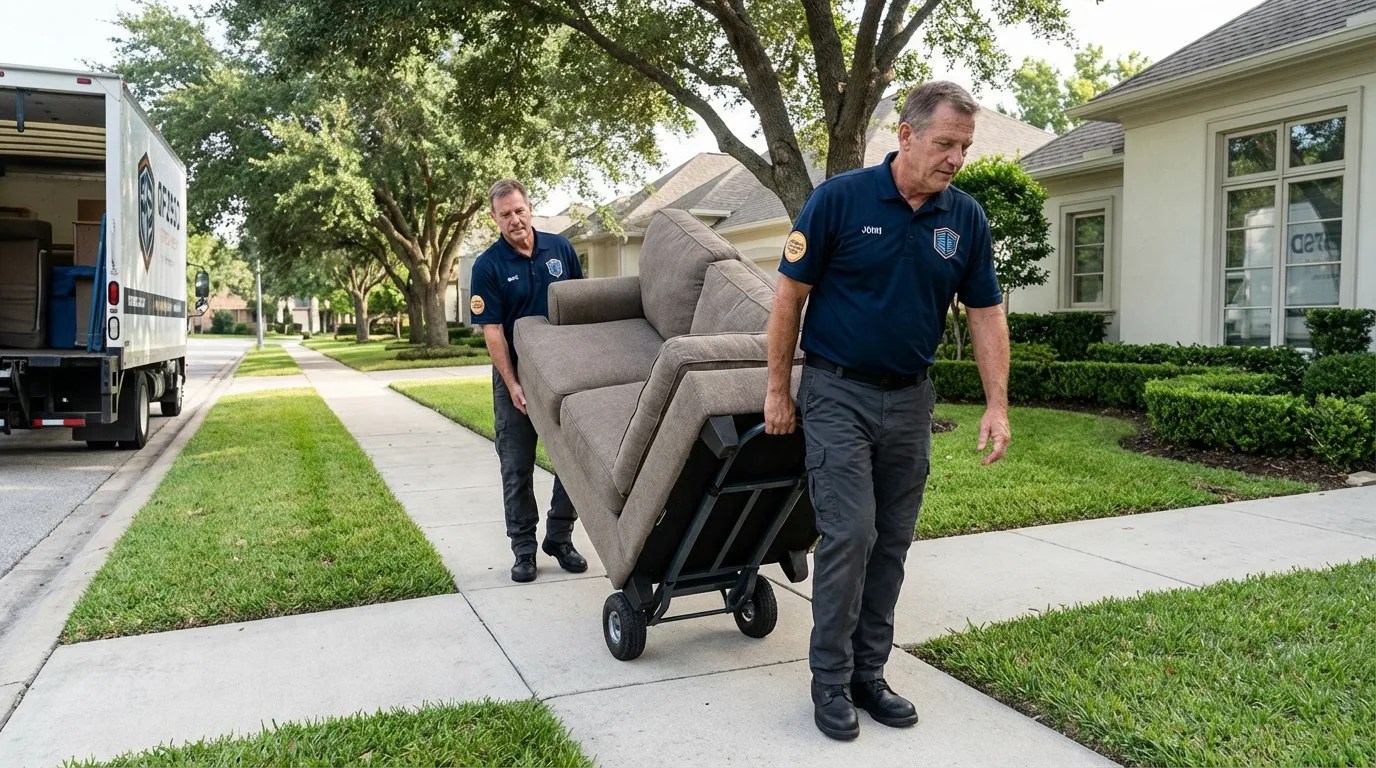 Local residential moving crew loading furniture in Orland Park, IL