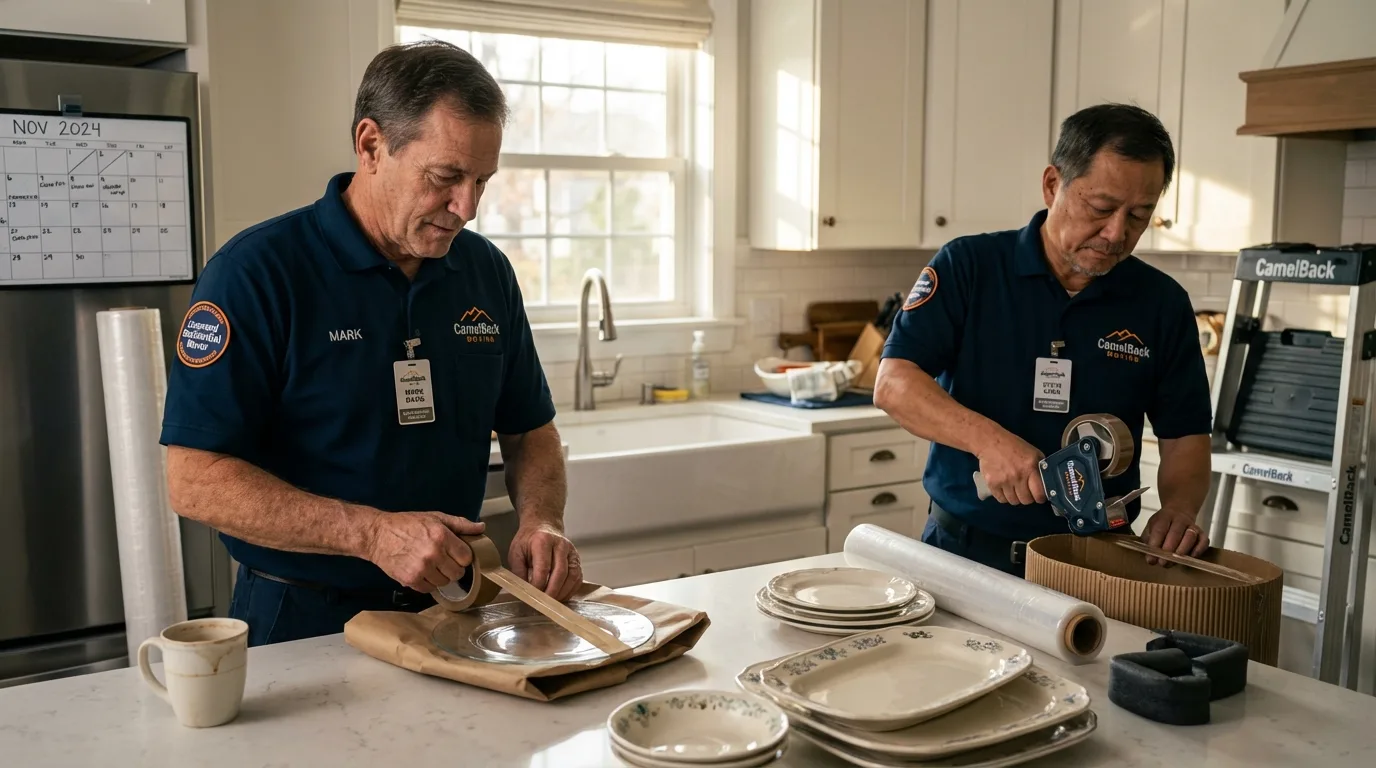 Professional crew packing kitchen dishware in Orland Park, IL